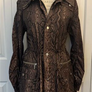 Michael Kors Dark Brown Snake Print Trench Coat